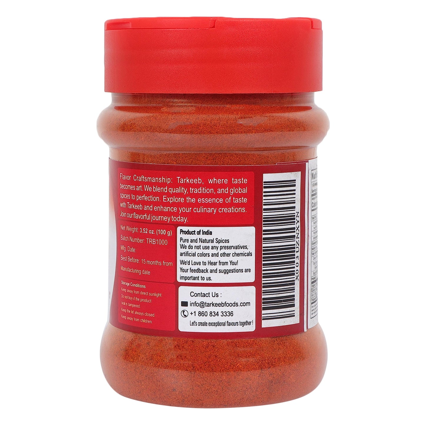 Tarkeeb Kashmiri Chili Powder (Deggi Mirch, Low Heat) 3.52 Oz (100G) Shaker Top Pet Jar | Authentic Indian Spice | All Natural |