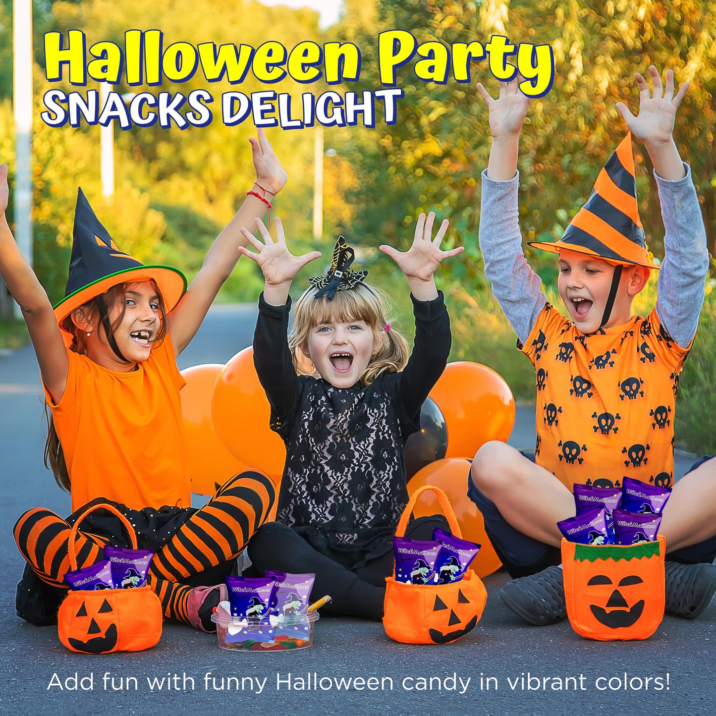 4Es Novelty 24 Pack Halloween Mini Marshmallows Indvidually Wrapped Vanilla Flavor - Halloweens Candy for Kids in Bulk  Snacks for Trick or Treat  17 Marshmallows in Each Bag (Witchmallows)