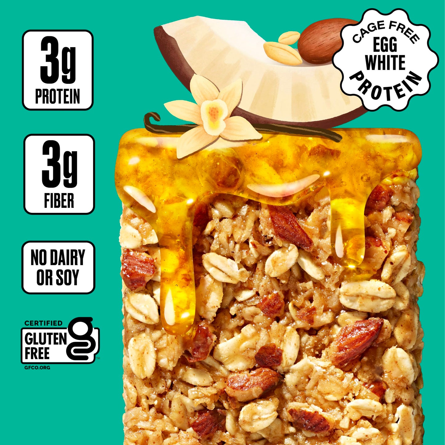Over Easy Mini Granola Breakfast Bars, Toasted Coconut, Gluten Free, 20 Count, 100 Calories, Dairy Free, Soy Free