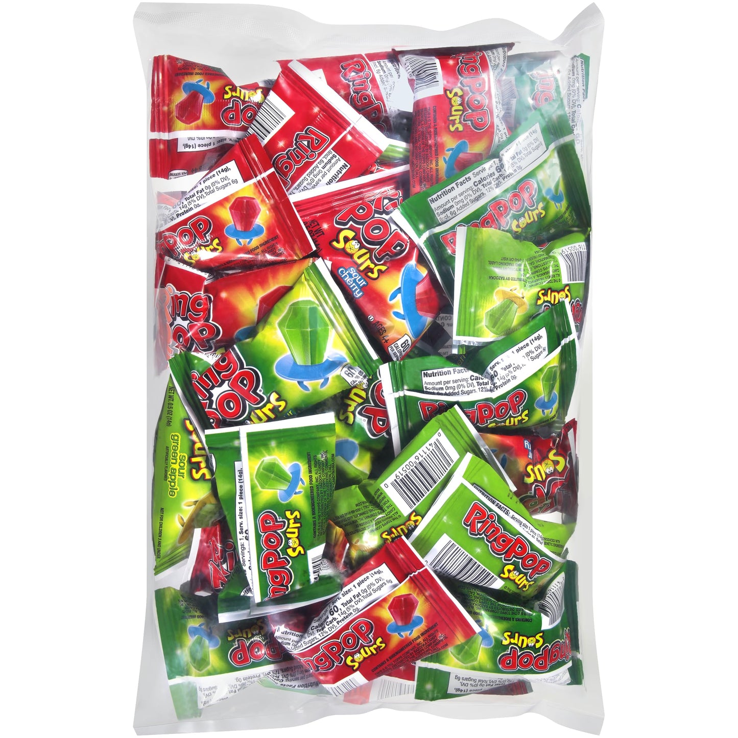 Ring Pop Sours Individually Wrapped Bulk Lollipop Variety Party Pack - 30 Count Lollipop Suckers w/ Assorted Flavors for Kids -