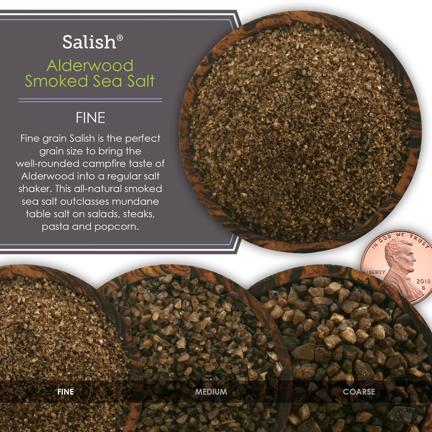 SaltWorks Artisan Salt Alderwood Smoked Sea Salt, Fine Grain, 16 Ounce Pouch, Medium to Dark Brown Crystals