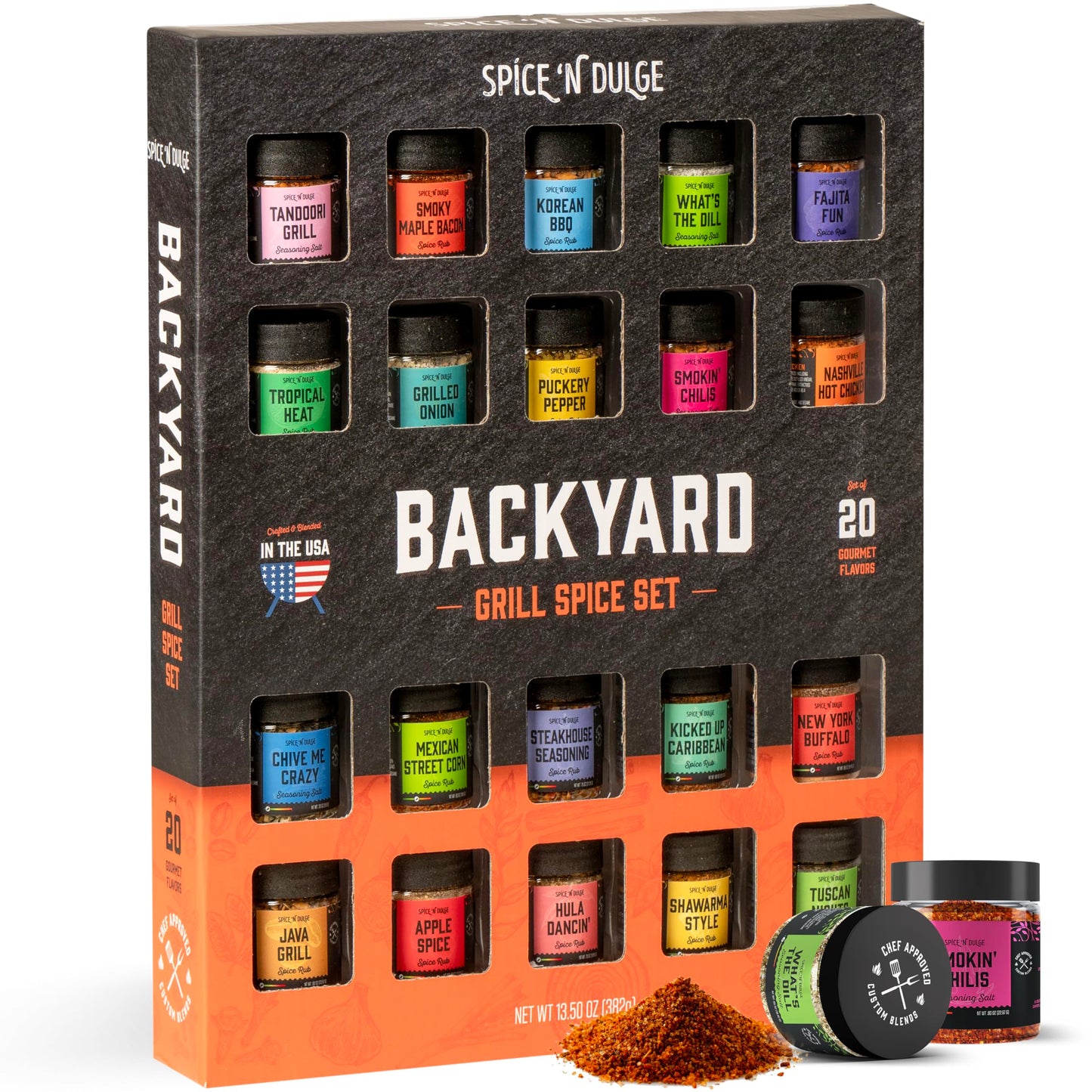 Grilling Spice Set Grill Seasoning Gifts, 20 Unique Spices and Seasonings Jars Gift Set, BBQ Gifts For Men, Dad, Husband, Father