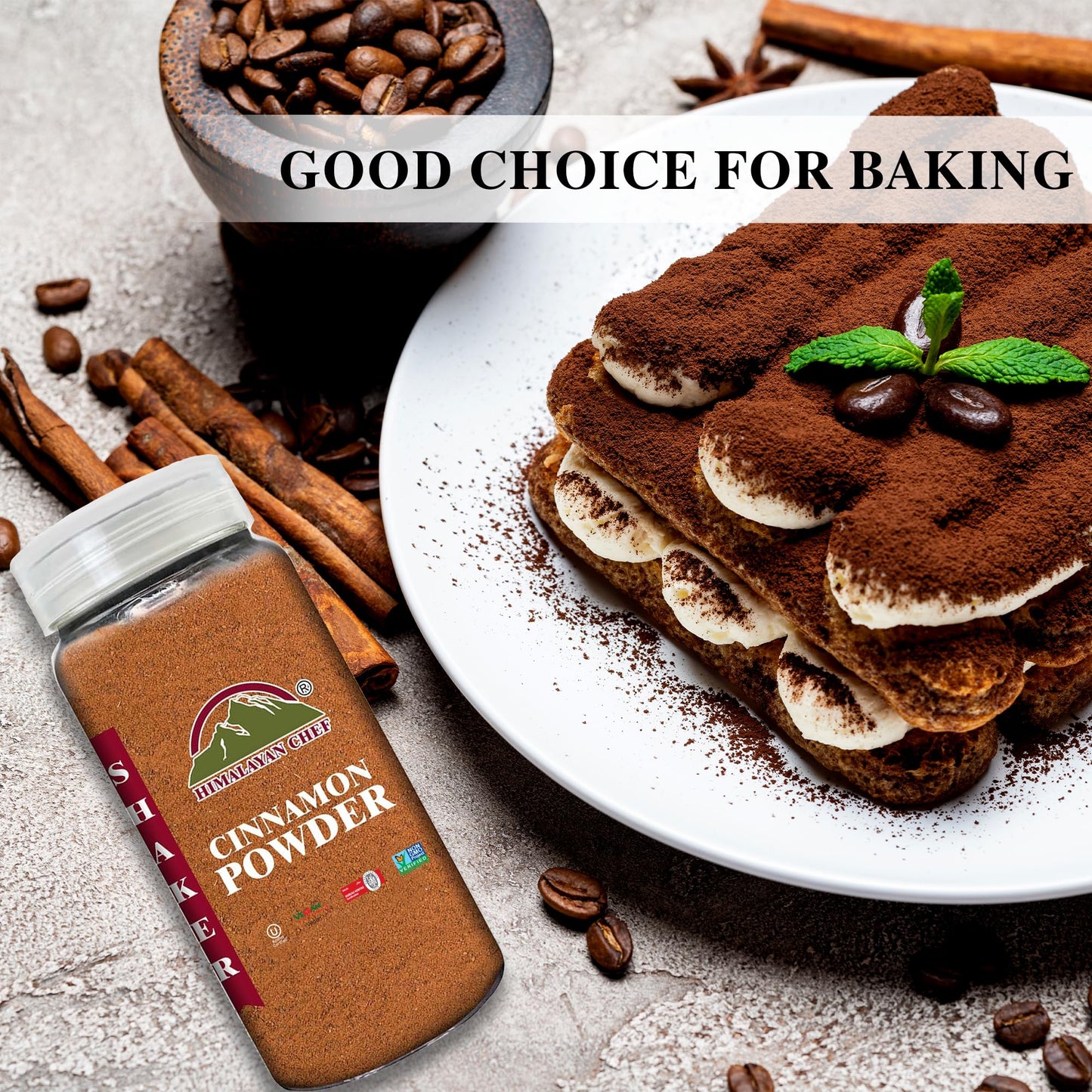 Himalayan Chef Organic Cinnamon Powder, Non-GMO, Gluten-Free, Vegan, 5.29 Oz Shaker