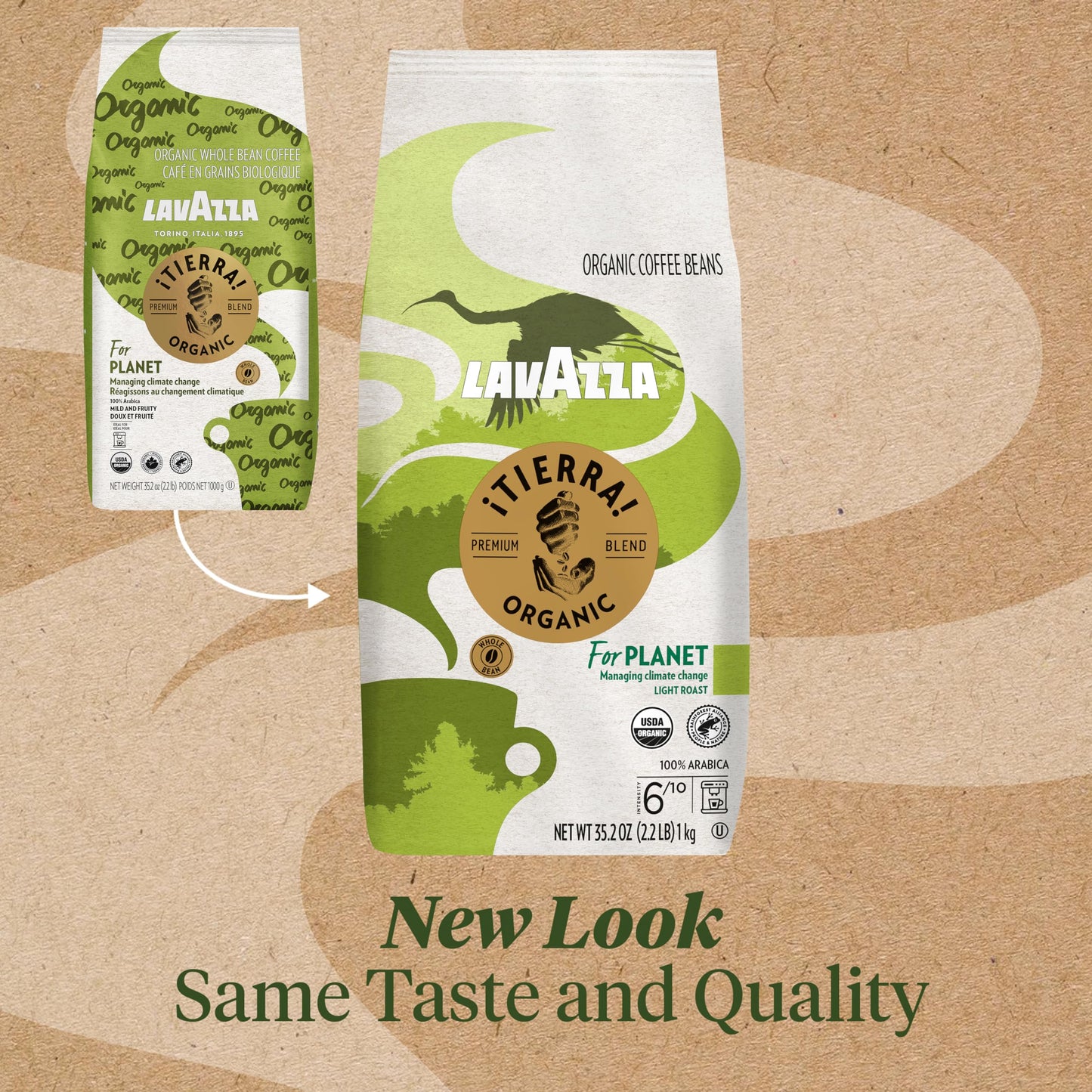 Lavazza Organic Light Roast Arabica Coffee Blend, 2.2 lb, USDA/Canada Organic Certified, Pack of 1
