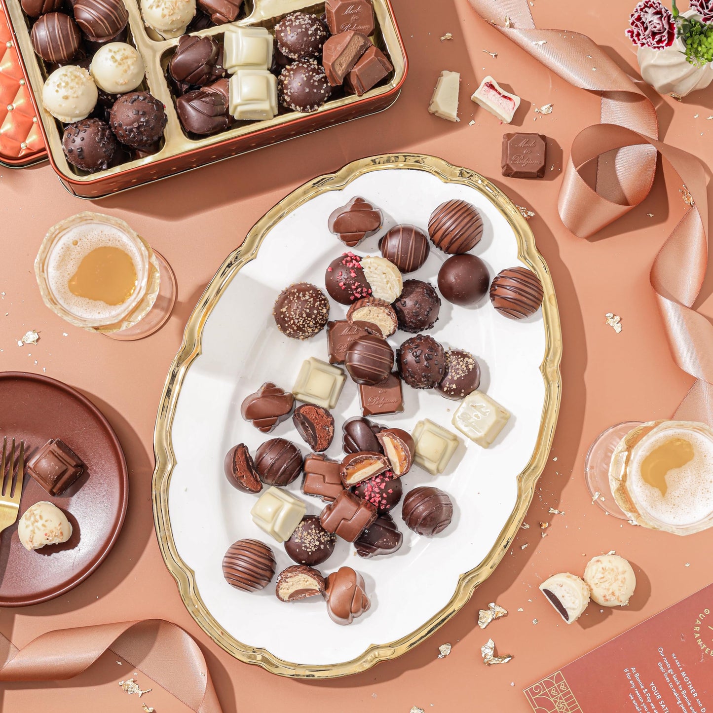 Chocolate Gift Basket  Belgium Truffle Candy Food Gifts Arrangement Platter  Gourmet Snack Box  Mothers Day  Corporate Him and Her  Men Women Family Parties  Bonnie and Pop