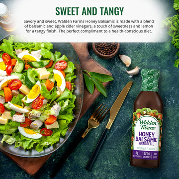 Walden Farms Honey Balsamic Vinaigrette - Calorie-Free, Gluten-Free, Low Carb, Keto-Friendly, Vegan, Sugar-Free, Dressing With S