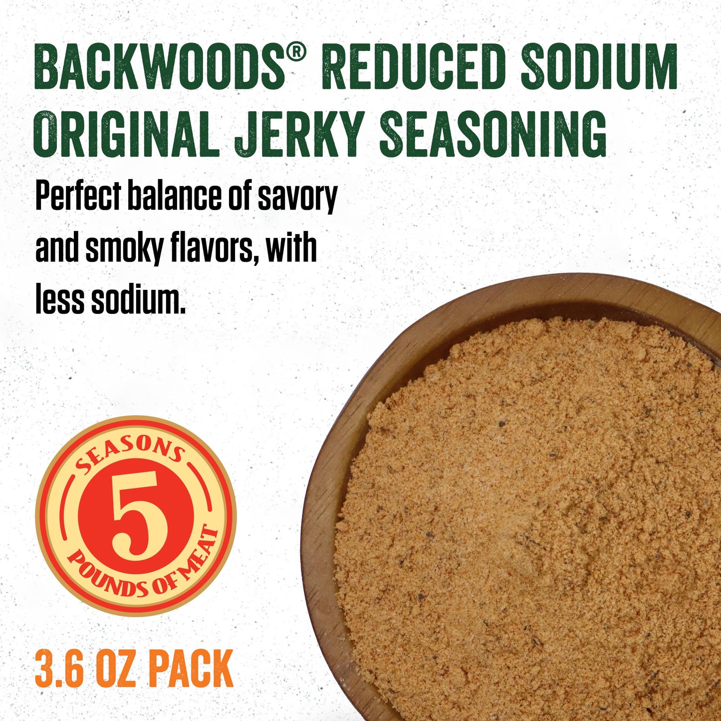 LEM Backwoods Reduced Sodium Jerky Seasoning, 3.6 Oz Packet, Ideal for Wild Game and Domestic Meat, Model 9152