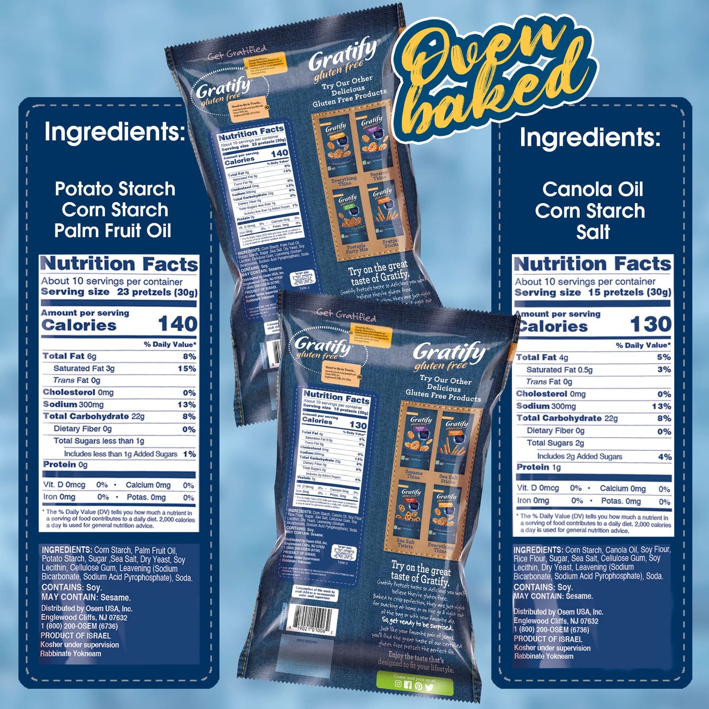 Gratify Pretzel Party Mix Sea Salt & Sea Salt Twists Bundle (2 Pack) Vegan Gluten Free Oven Baked