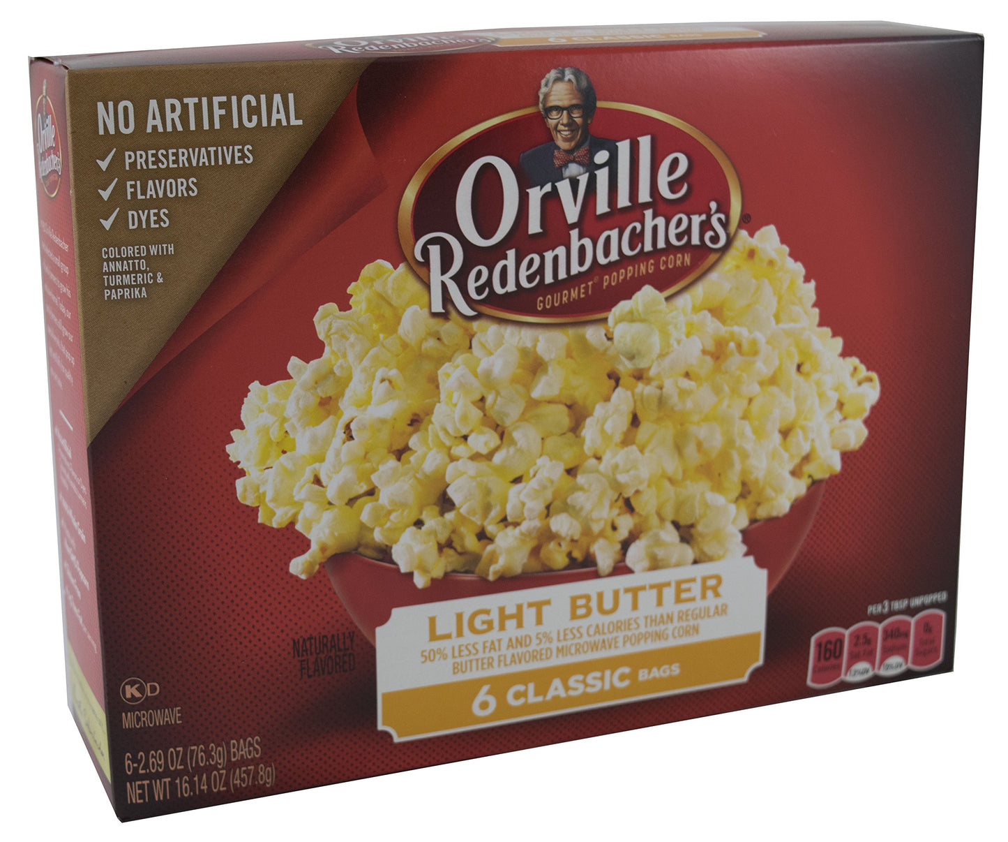Orville Redenbacher Light Butter Popcorn, 8.07 oz, 6 Count Pack, 3 Pack
