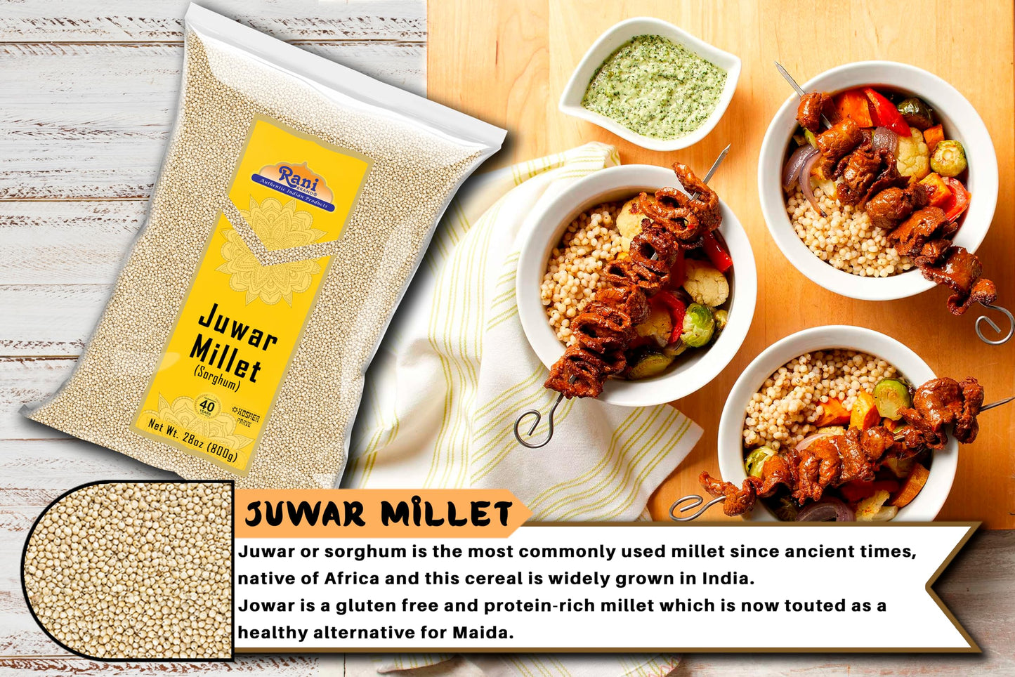 Rani Juwar Millet Whole Ancient Grain Seeds, Gluten Friendly, Non-GMO, Vegan, 28oz (1.75lbs)