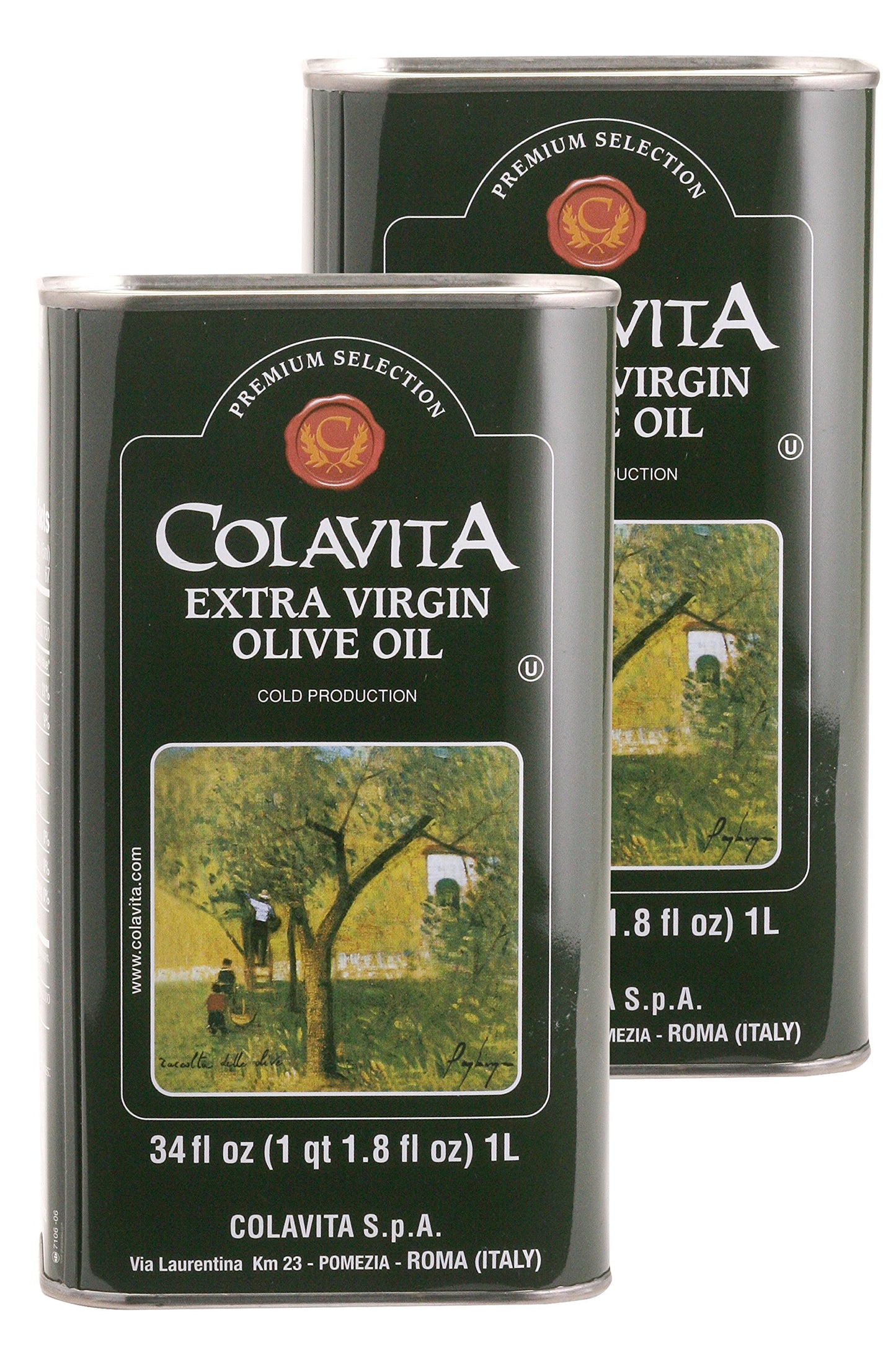 COLAVITA Extra Virgin Olive Oil Twin Pack - 34 Fl Oz Tin Each