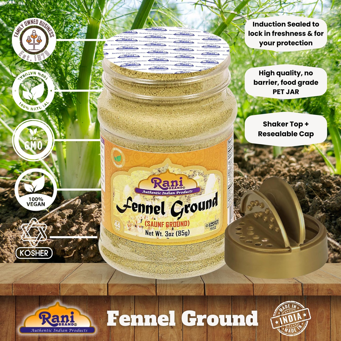 Rani Fennel Ground (Saunf) Powder Spice 3Oz (85G) Pet Jar All Natural Gluten Friendly Non-Gmo Vegan Indian Origin