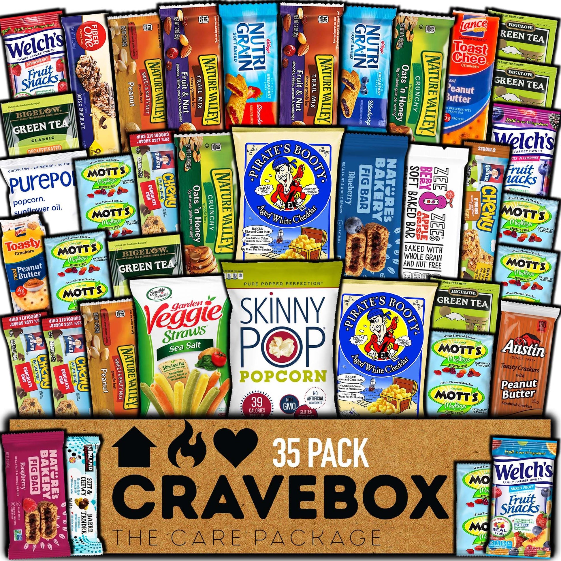 CRAVEBOX Healthy Snack Box (35 Count) Halloween Variety Pack Care Package Gift Basket Kid Men Women Adult Nuts Health Nutrition 