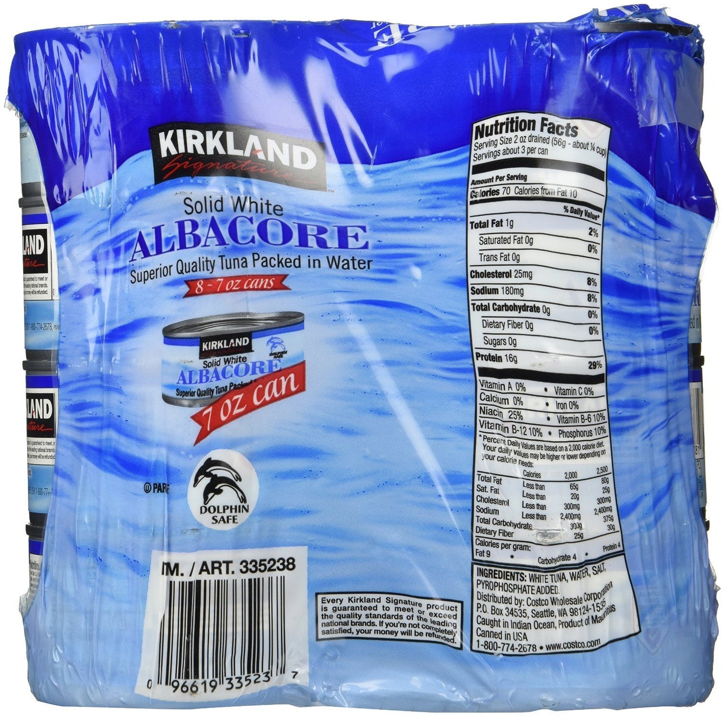 Kirkland Signature Albacore Solid White Tuna In Water, 7 Ounce (8 Pack) (2 Pack)