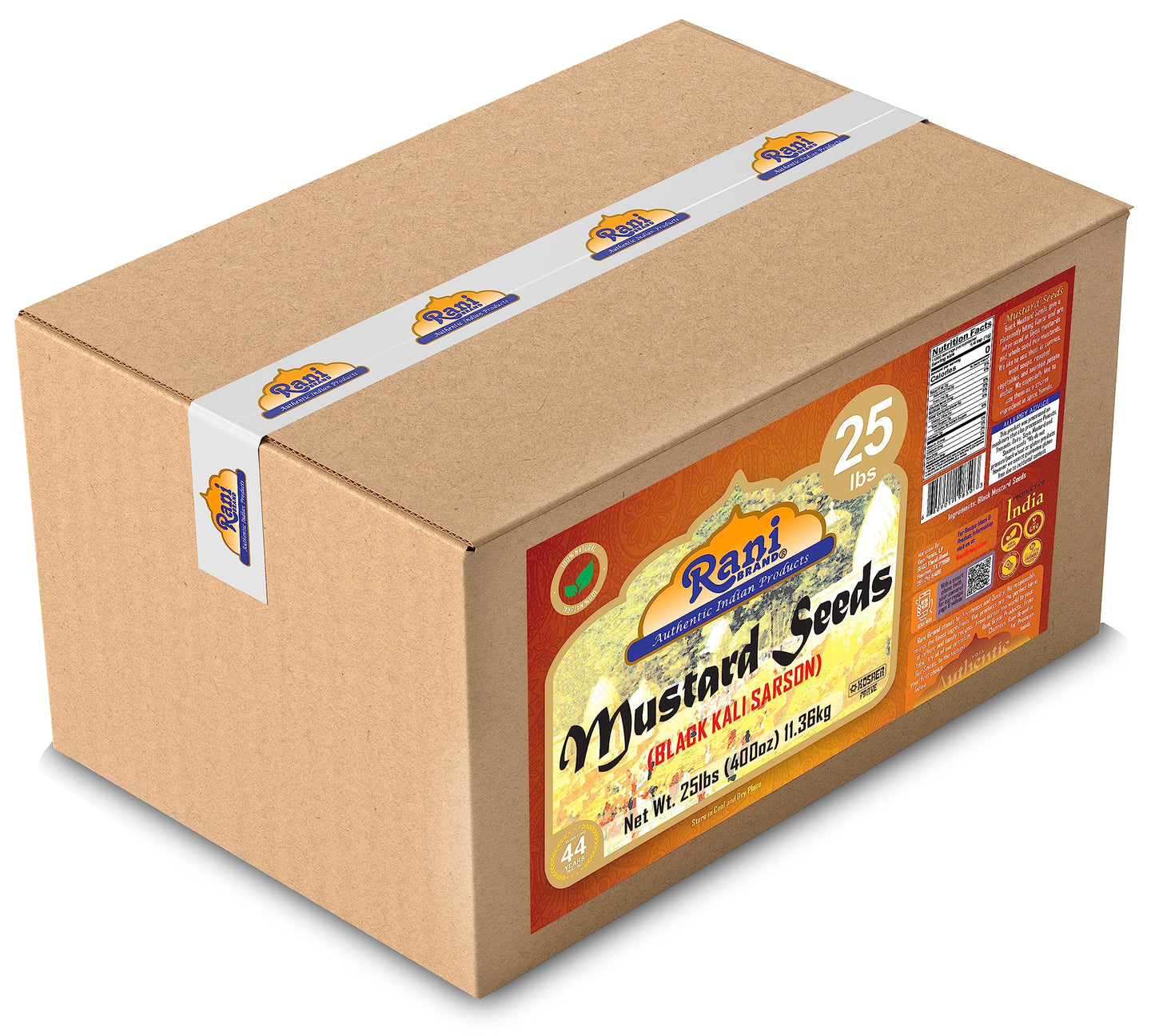 Rani Black Mustard Seeds Whole Spice, 25 lbs Bulk Box, All Natural, Gluten Friendly, NON-GMO, Vegan, Indian Origin