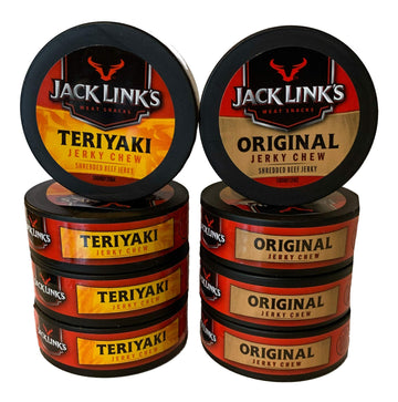 Jack Links Original and Teriyaki Jerky Chew Bundle | Original Beef Jerky Chew | Teriyaki Beef Jerky Chew | .32 oz Cans | 4 Cans 