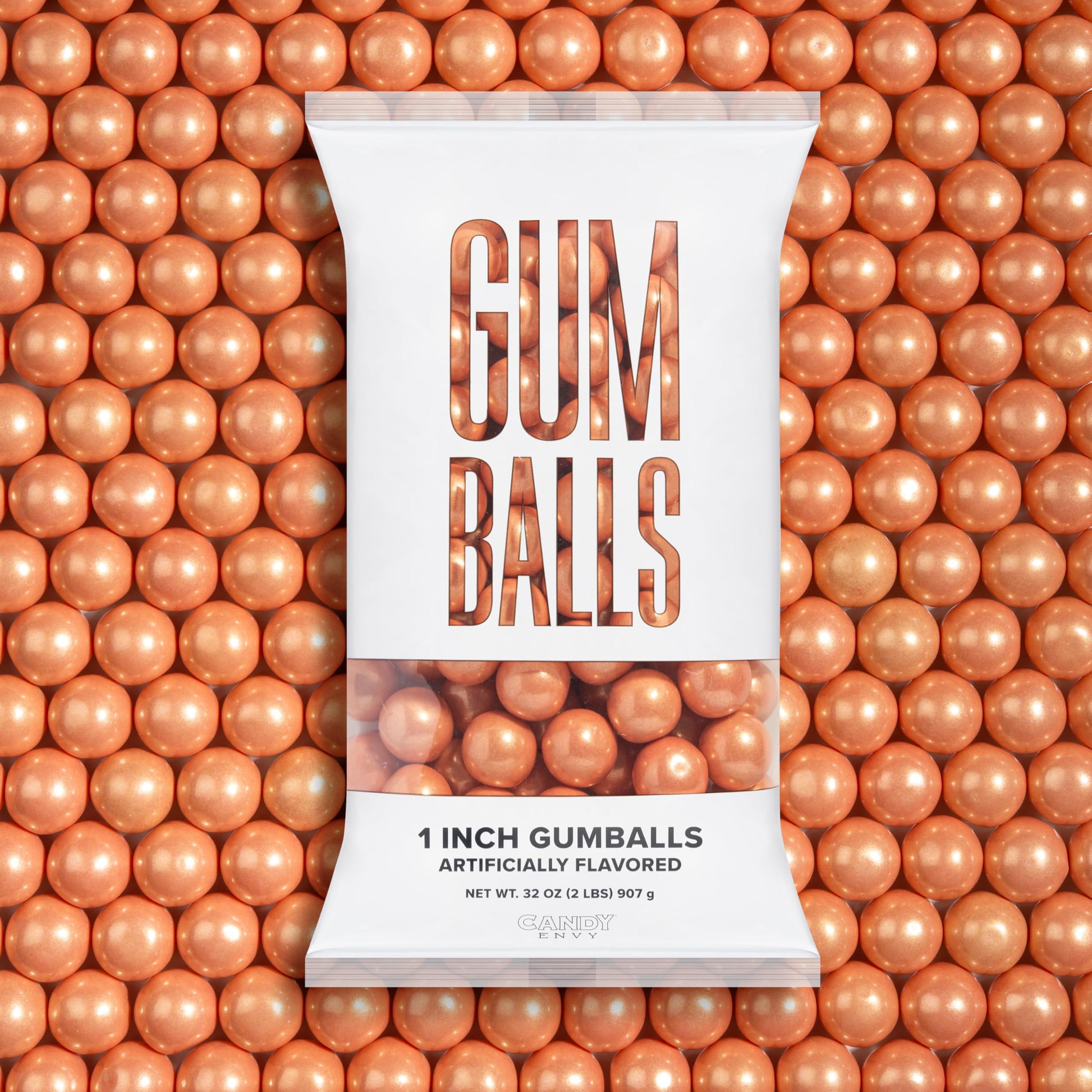 Candy Envy - Shimmer Rose Gold 1 Inch Gumballs - 2lb Bag - Approximately 113 Gumballs Per Bag - North American Made & Kosher Cer