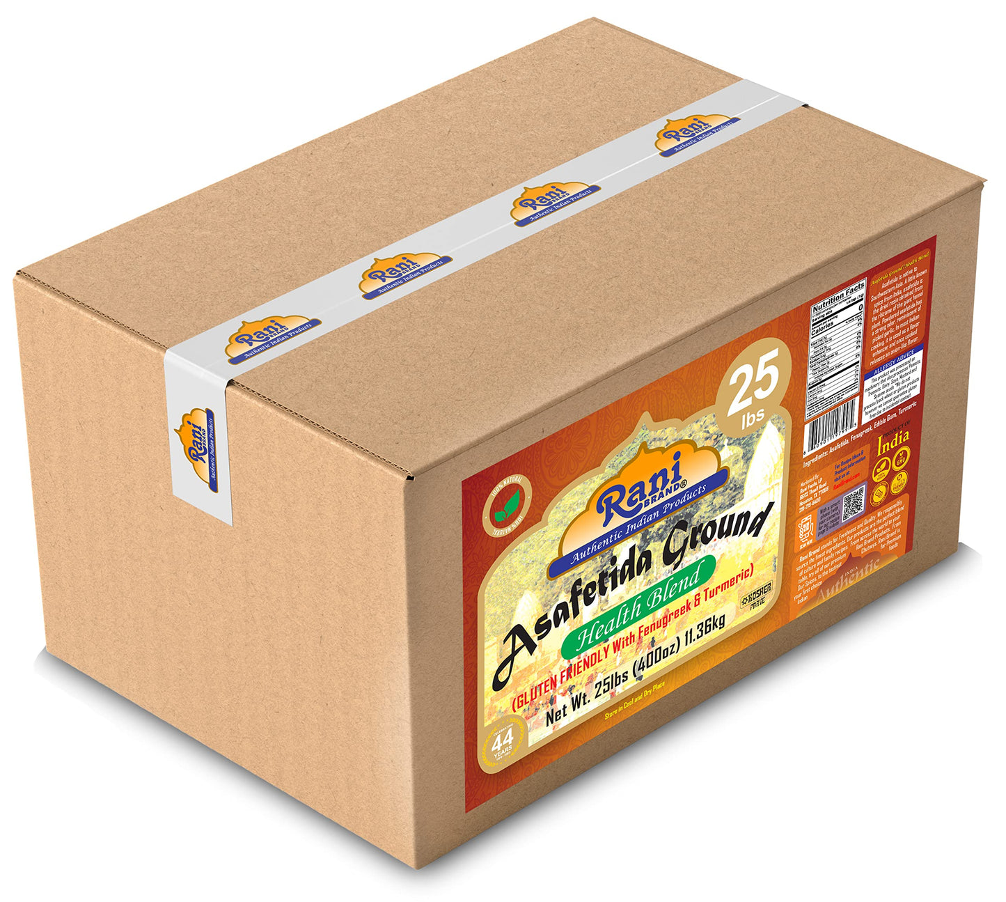 Rani Asafetida (Hing) Ground Health Blend w/Fenugreek and Turmeric 400oz (25lbs) 11.36kg Bulk Box ~ All Natural | Salt Free | Ve