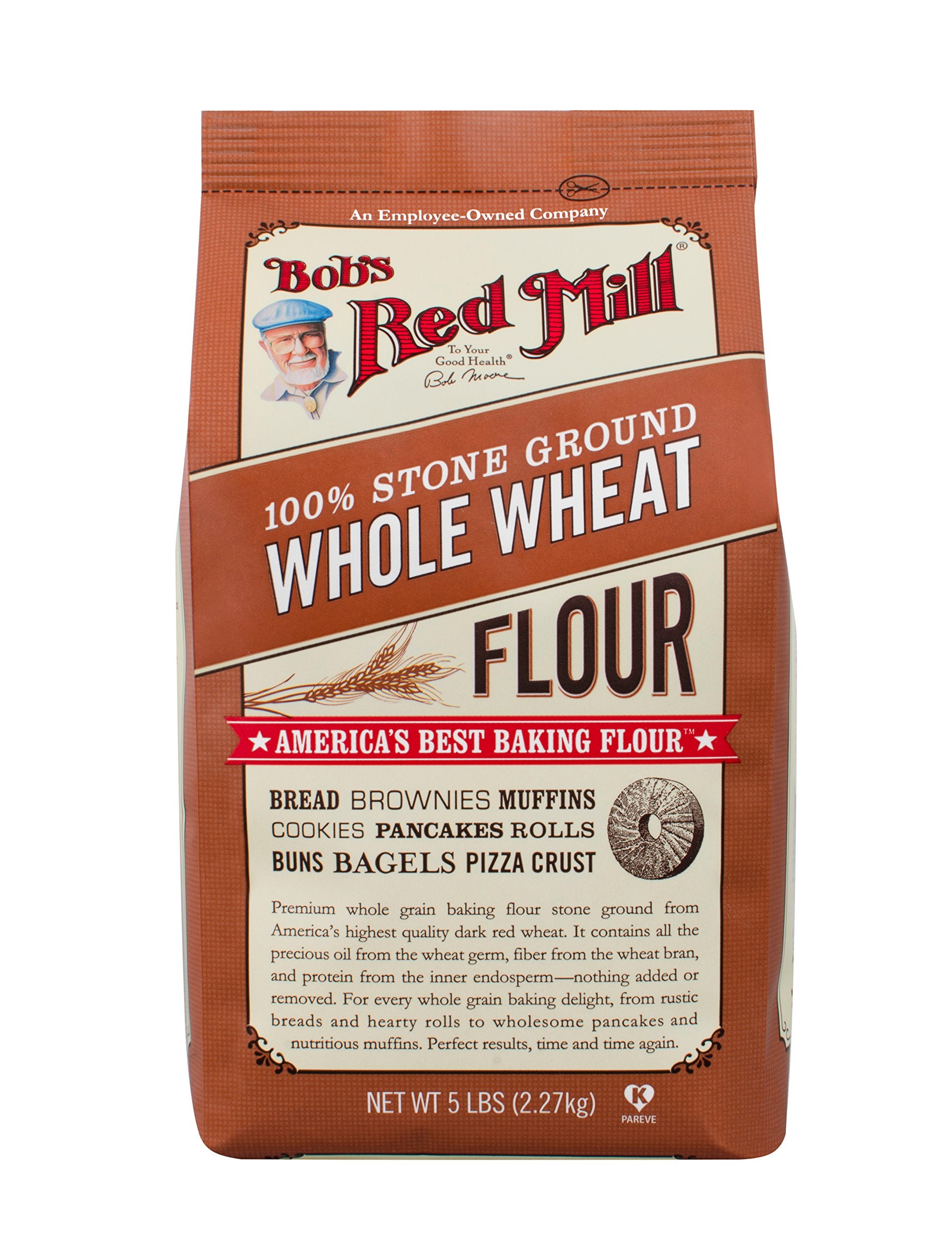 Bobs Red Mill Whole Wheat Flour, 5 Pound (Pack of 1)