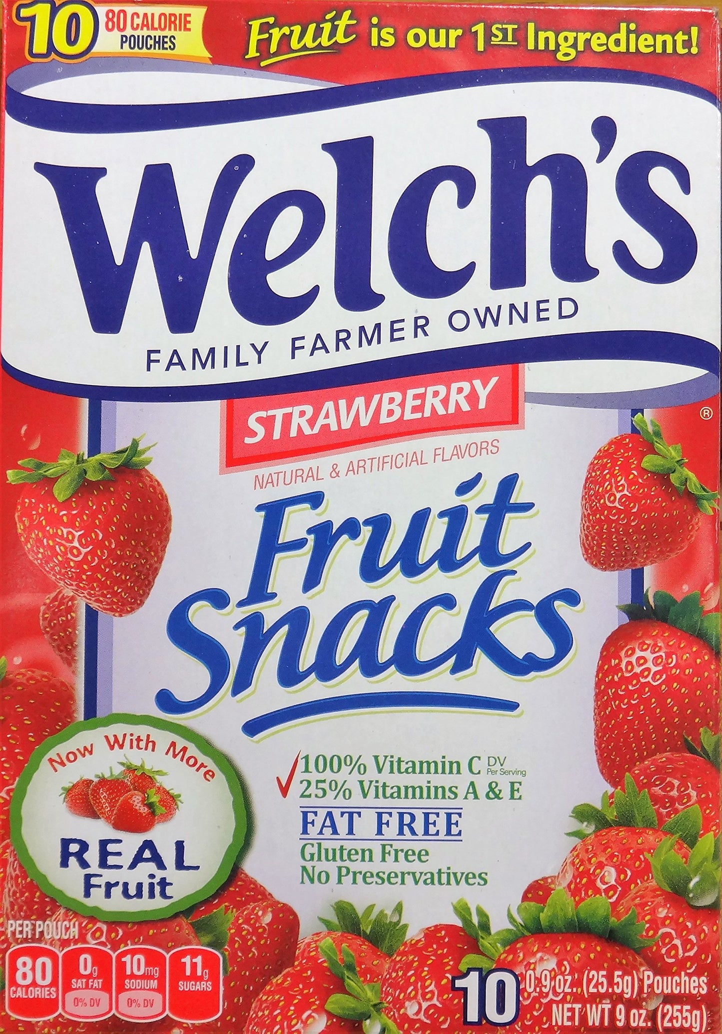 Welchs Strawberry Flavor Fruit Snacks, 10 Pouches (2 packs)