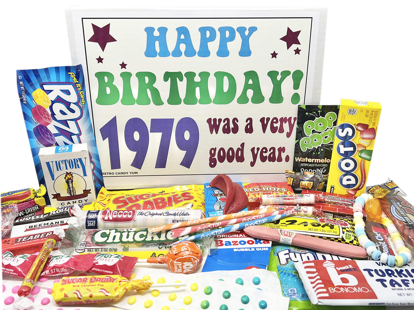 Retro Candy Yum ~ 1979 46Th Birthday Gift Assortment From Childhood For 46 Year Old Man Or Woman Born 1979