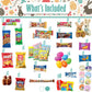 Easter Blue Oval Willow Basket (70 Ct) Filled With Treats, Snacks, Candy, Peelable Gummies, Marshmallow Gummies, Bunny And More,