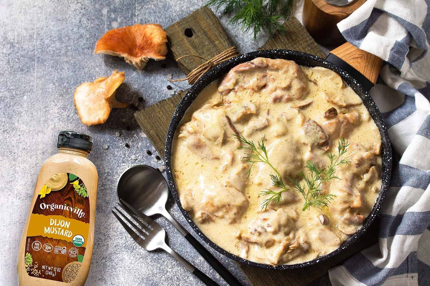 Organicville Dijon Mustard - Mustard Dijon Organic, Dijion Mustard, Vegan, Paleo, Usda Organic, Non-Gmo, Keto Mustard, Whole 30,