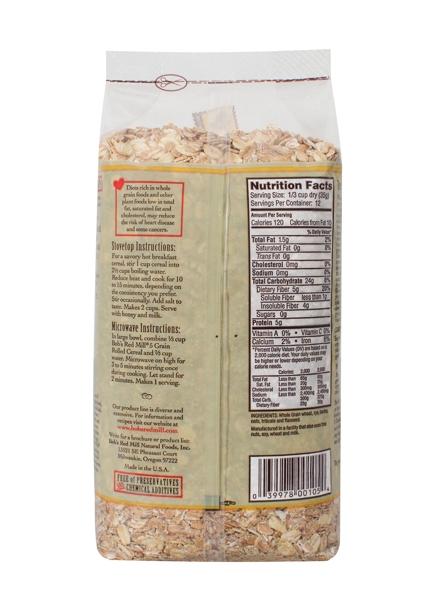 Bob'S Red Mill 5 Grain Rolled Hot Cereal 16 Ounces (Case Of 4)