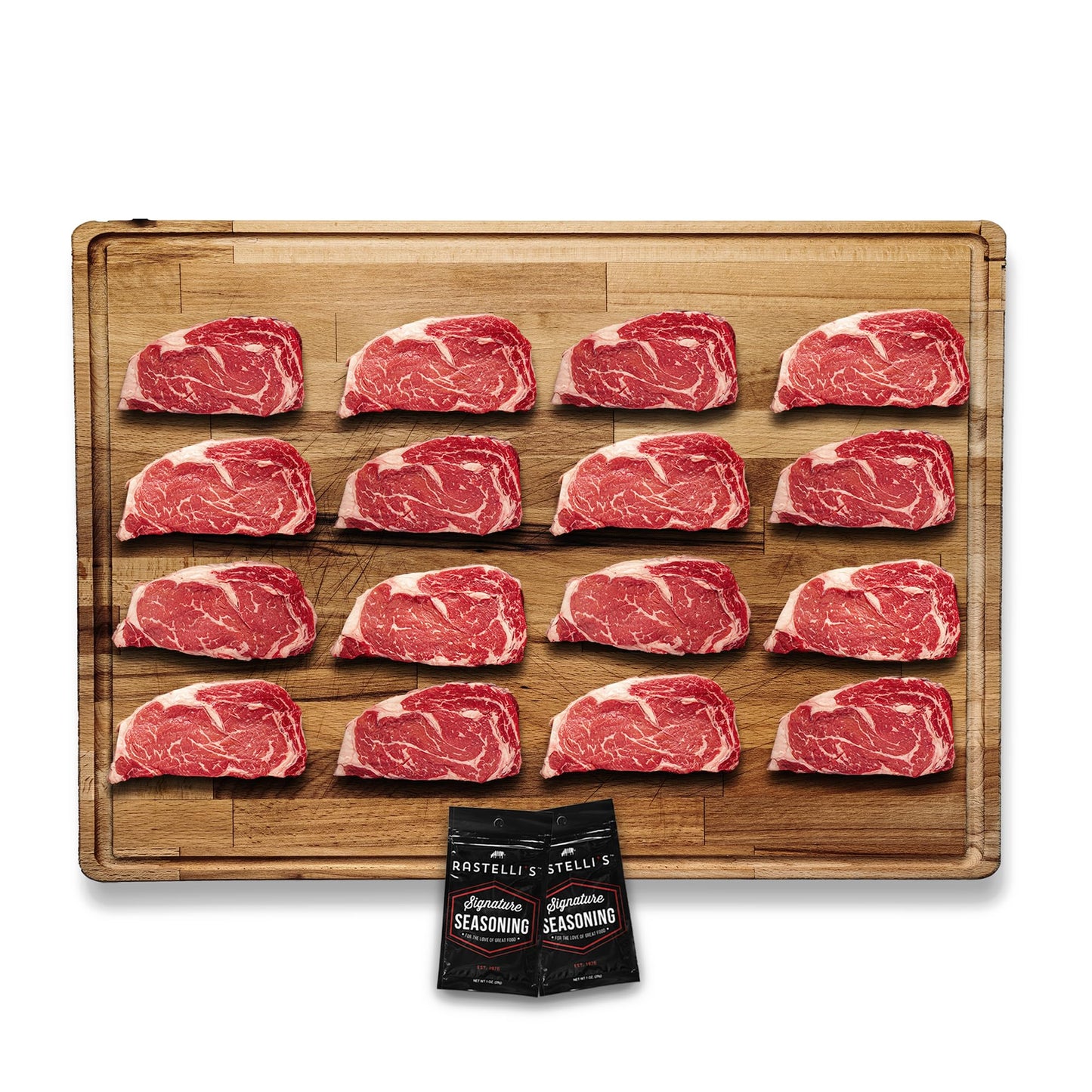 Rastellis Black Angus Beef Ribeye Steaks (16 ct) 9 oz Portions  9 lbs. Total