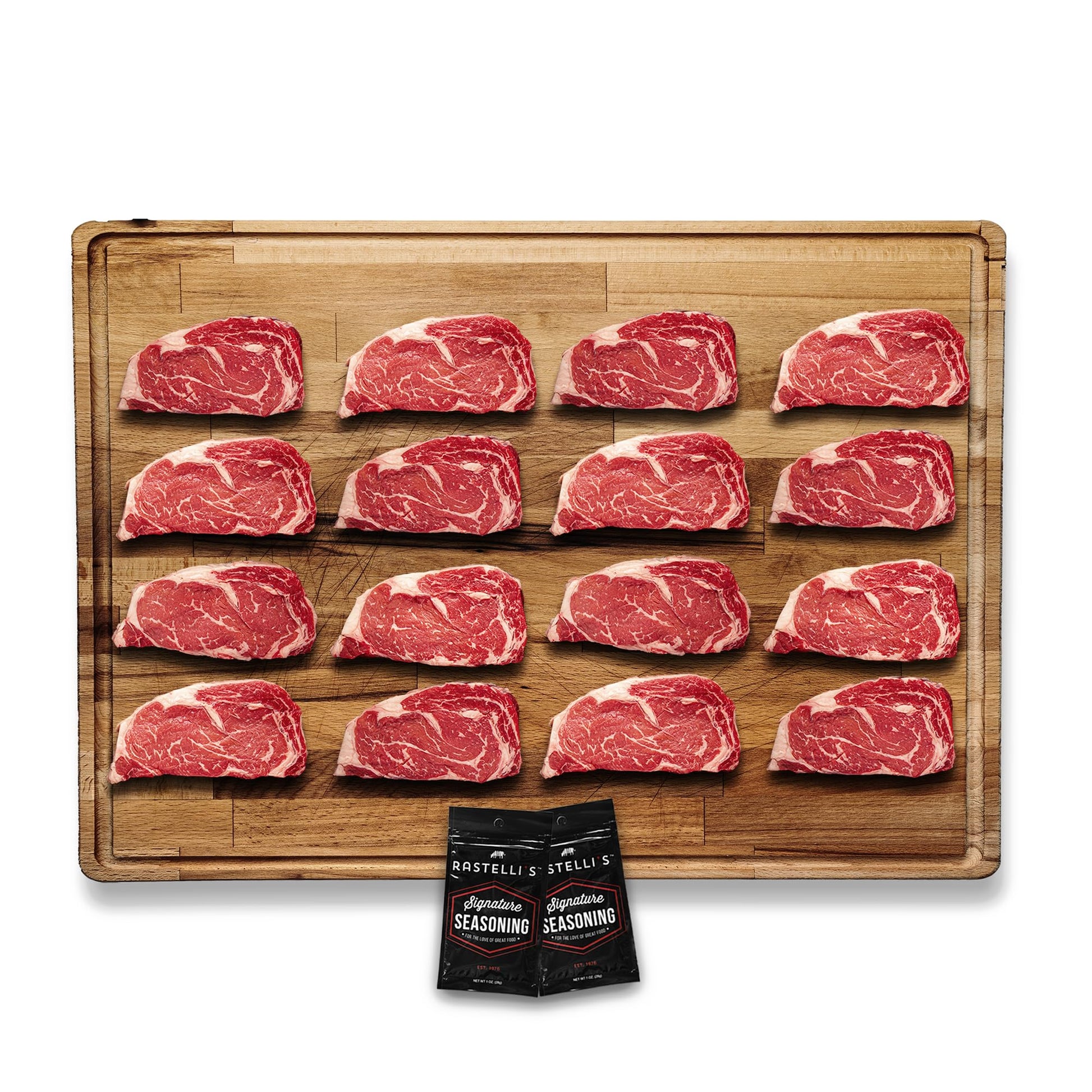 Rastellis Black Angus Beef Ribeye Steaks (16 ct) 9 oz Portions  9 lbs. Total