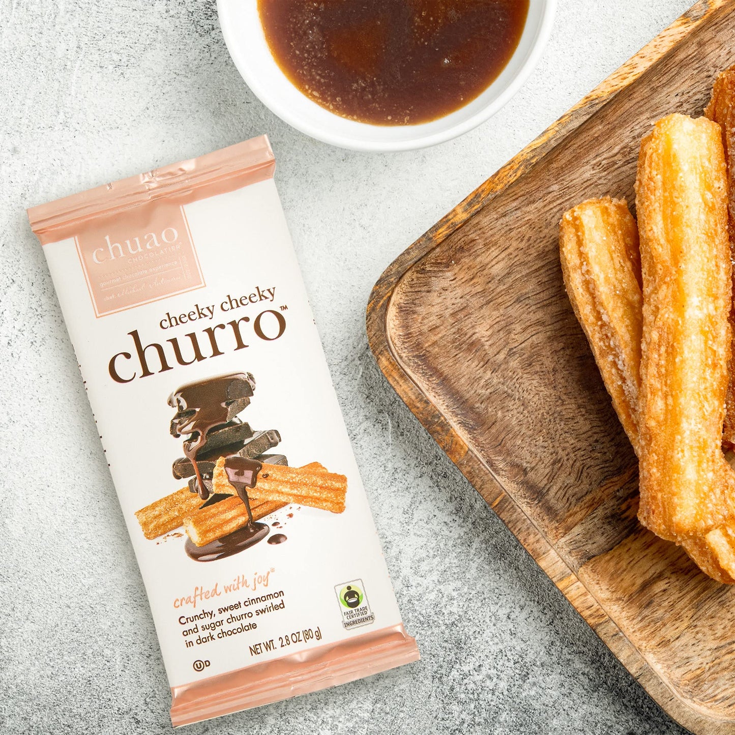 Chuao Chocolatier Cheeky Cheeky Churro Dark Chocolate Gourmet Bars | For Gift Baskets, Birthday, Thank You, Care Package| 3 Pack, 2.8 Oz Each