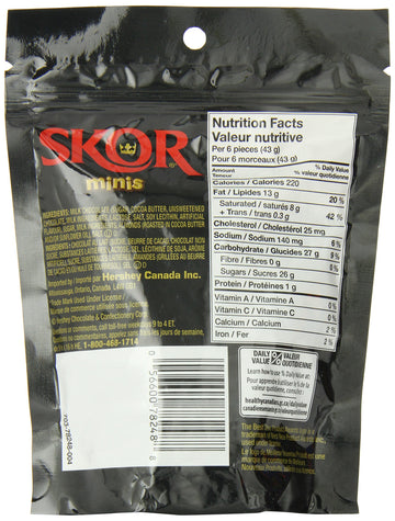 Skor Chocolate Candy Bars With Buttered Toffee, Minis, 191 Gram