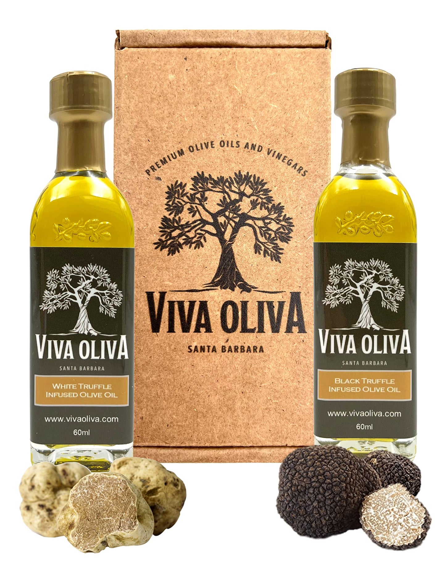 Viva Oliva Truffle Oil Gift Set - Premium White & Black Infused Olive Oil - 2.02 Fl Oz (Pack of 2)