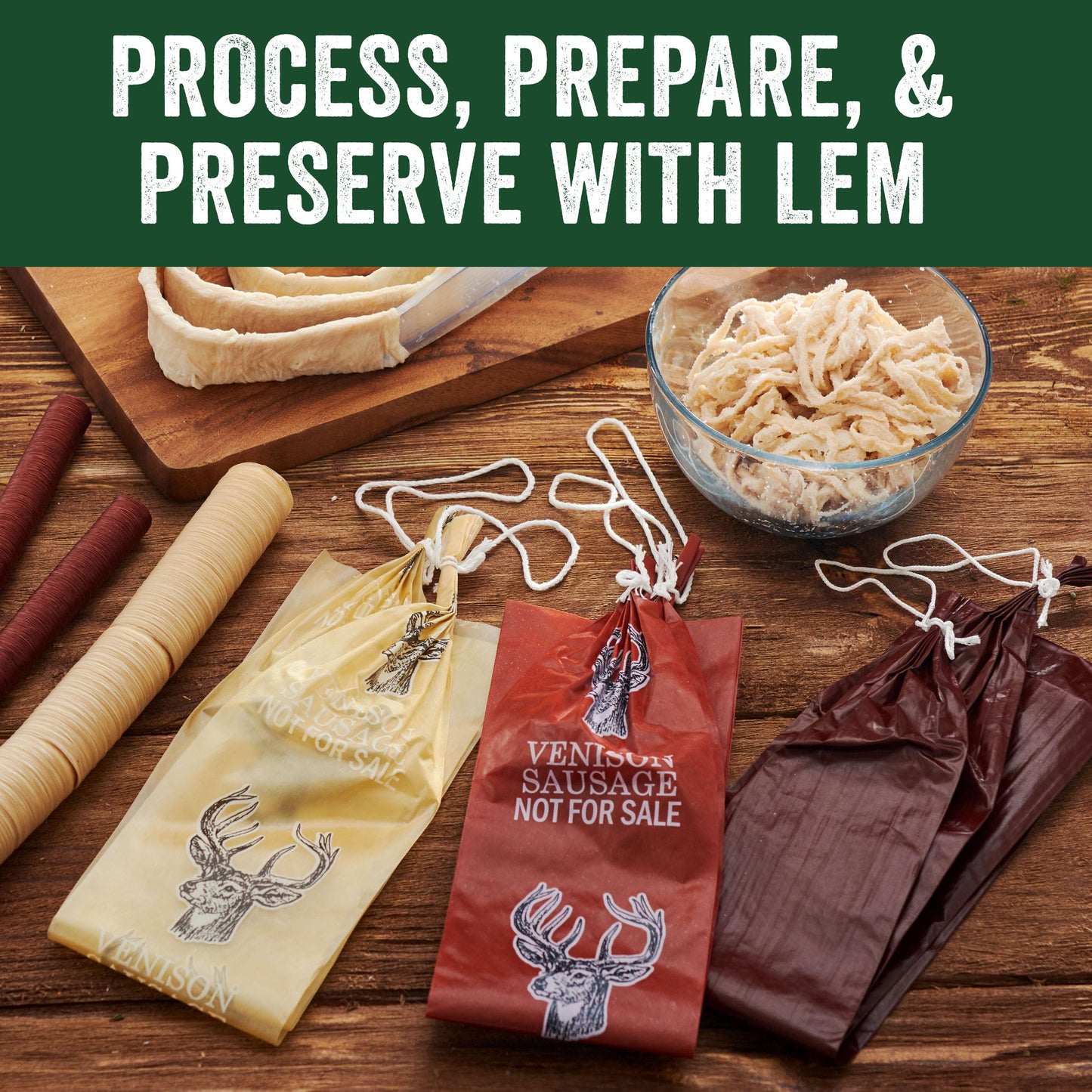 LEM Products Clear Smoked Collagen Casings  19mm  Edible Sausage Casings  Stuffs Approximately 16 Pounds Per Pack  Great for Snack Sticks  Hot Dogs  Metts  Andouille  Brats  and More  2-Pack