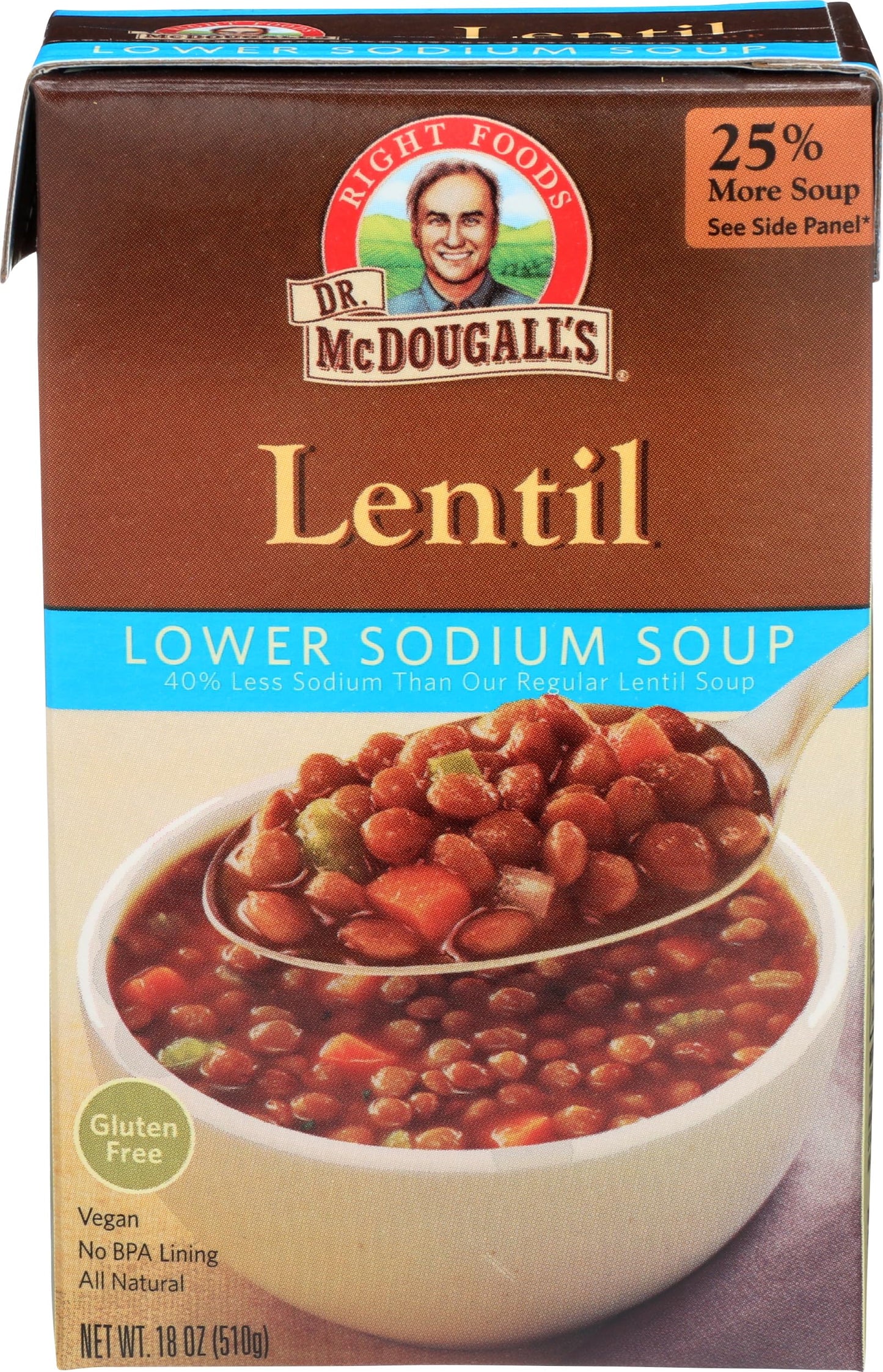 Dr. McDougalls Lentil Ready-To-Serve Soup, Low Sodium, 18.3 oz