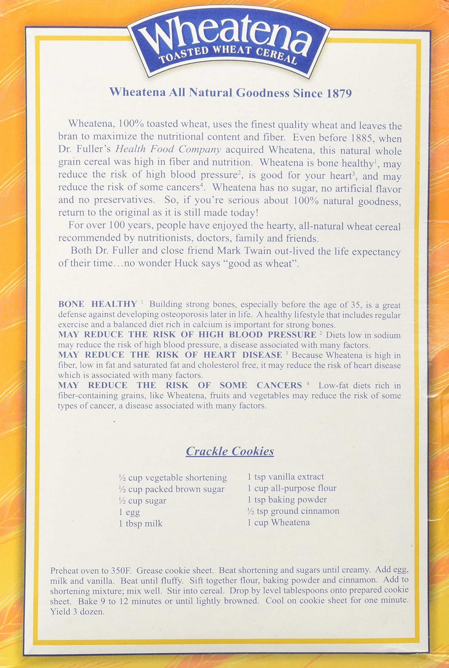 Wheatena Toasted Crushed Whole Wheat Cereal, 20 Oz Box