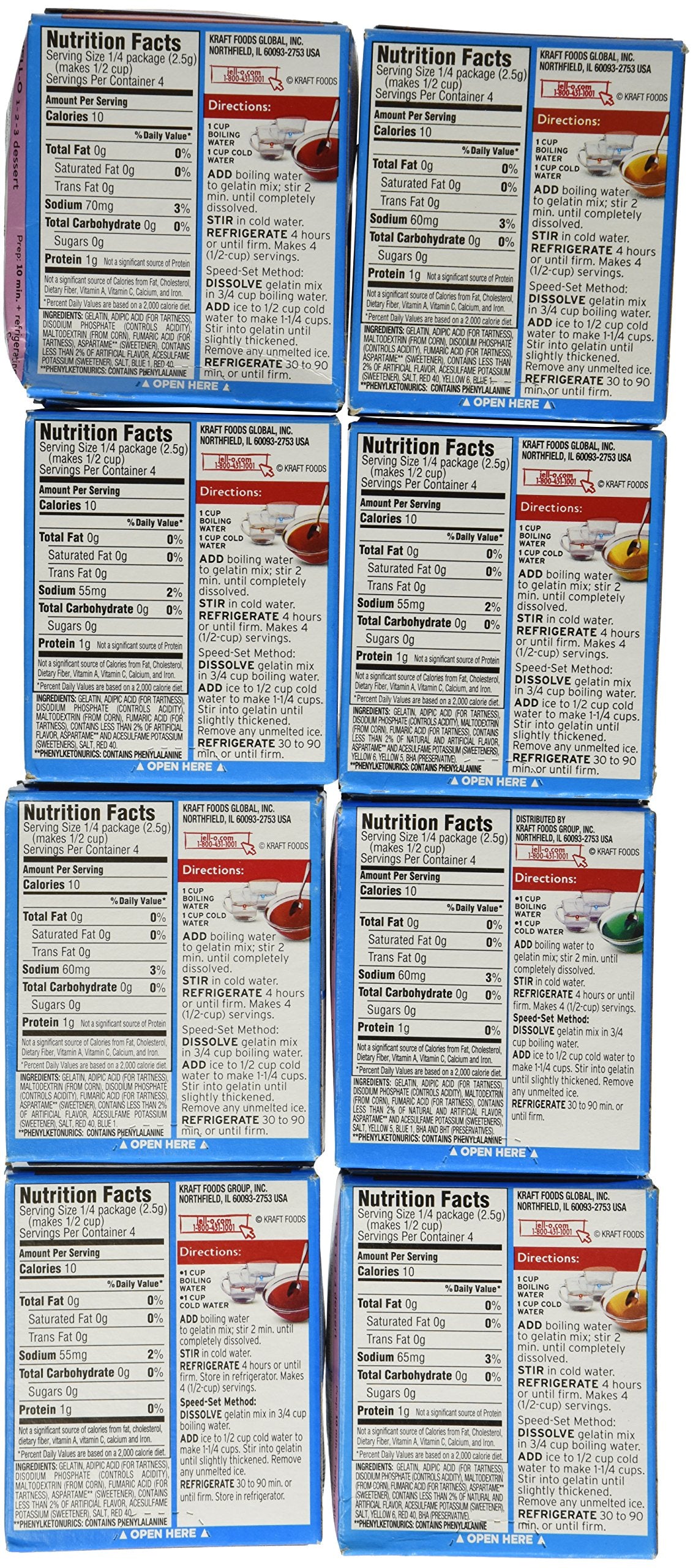 Jell-O Sugar Free Gelatin Sampler (Bundle Of 8 Different Flavors .3-Oz)