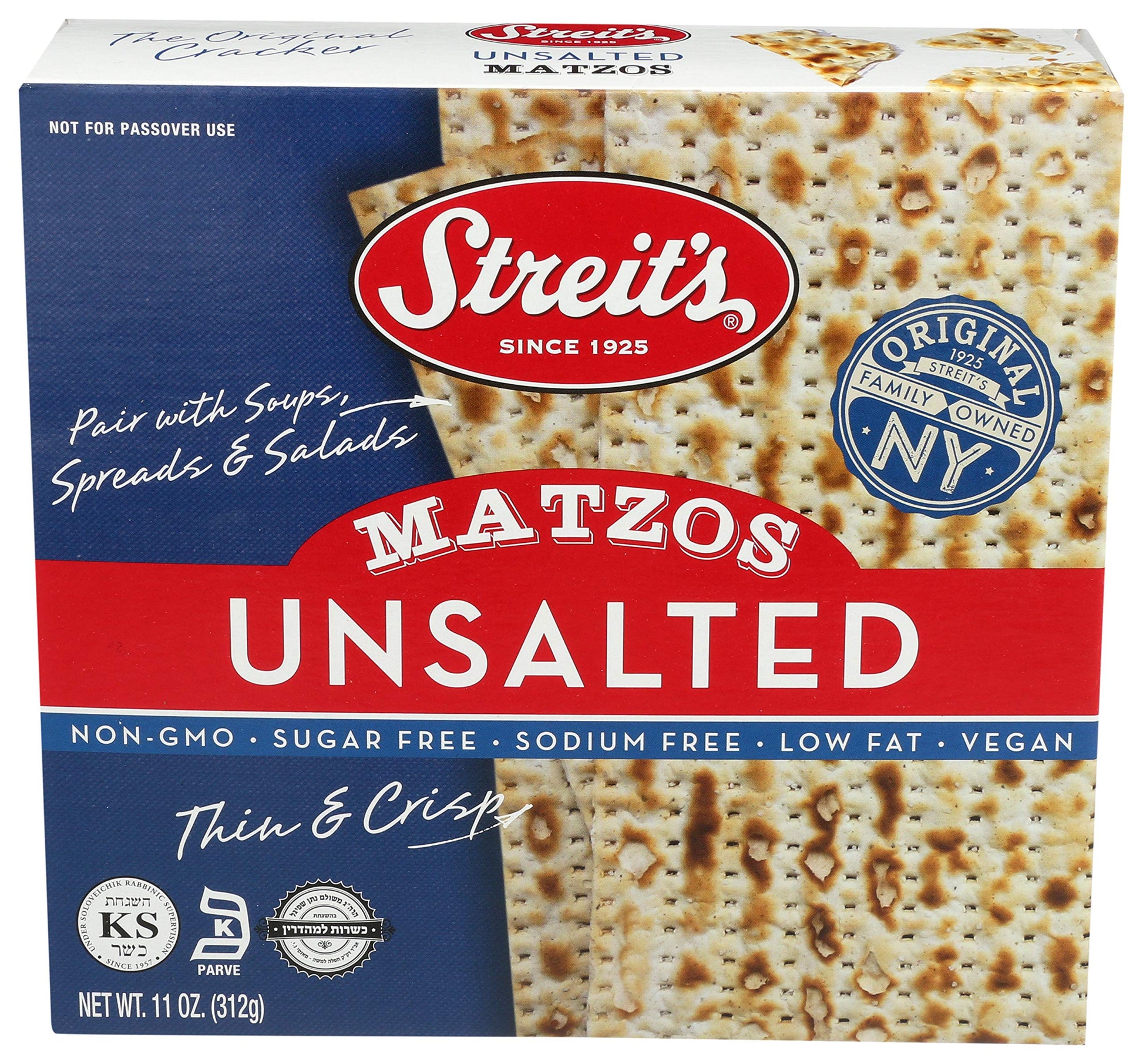 Streit'S Unsalted Matzo, 11 Oz