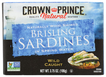 Crown Prince Brisling Sardines in Water, 3.75 oz - Pack of 1