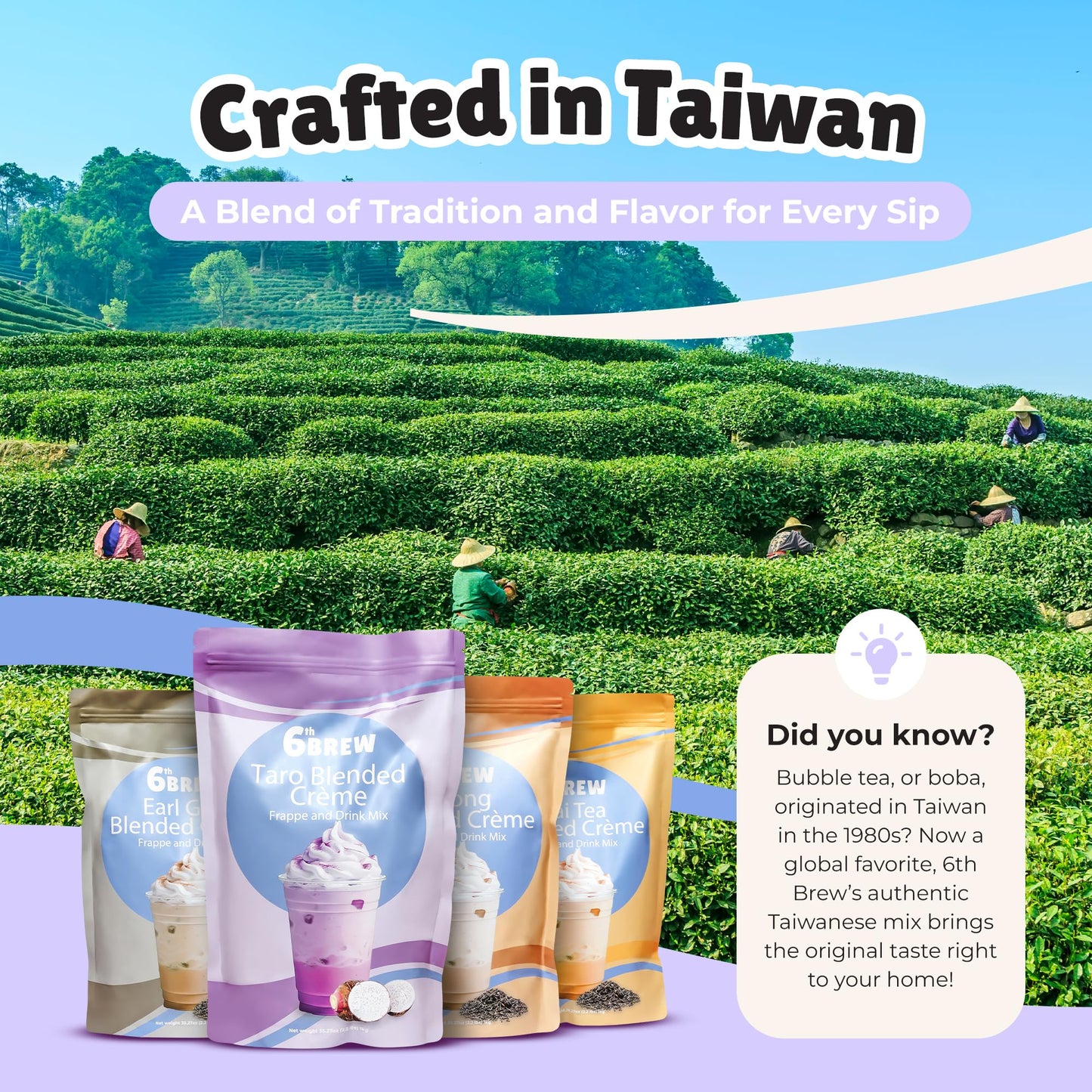 Premium Taro Blended Crme Powder Mix To Make Frappes, Bubble Tea, Boba Tea, Hot Or Iced Tea | Perfect For Home Or Cafe Or Restau