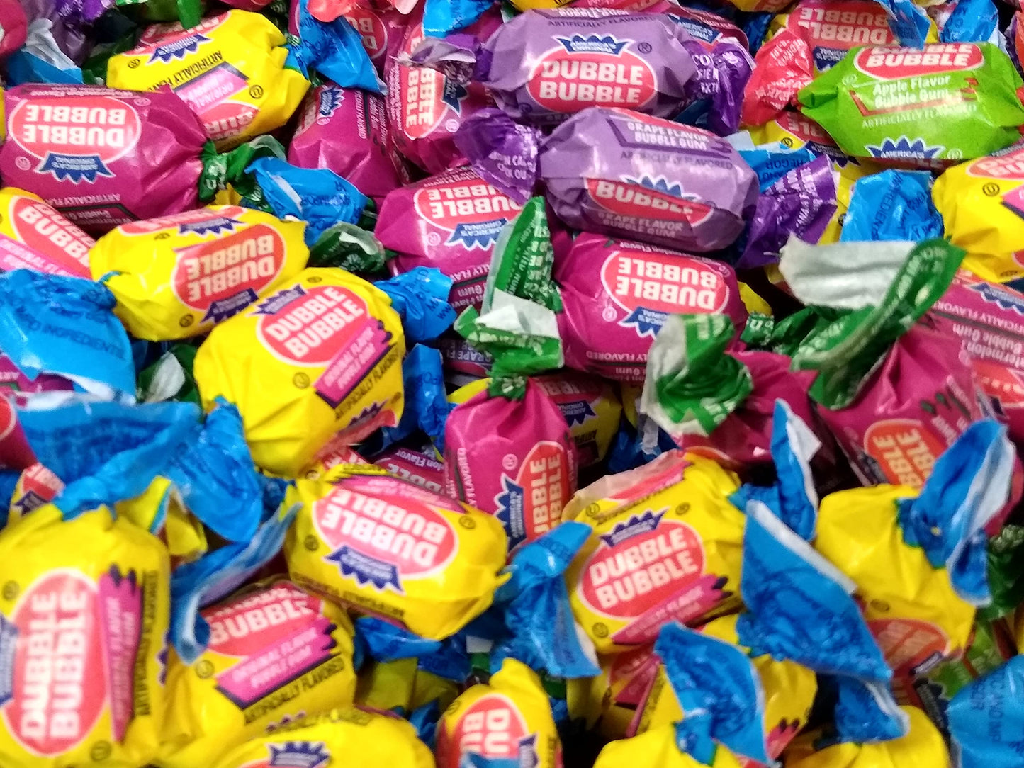 4 Flavor Gum - 2 Lbs Of Assorted Apple Watermelon Grape Original Individually Wrapped Fresh Bubble Gum