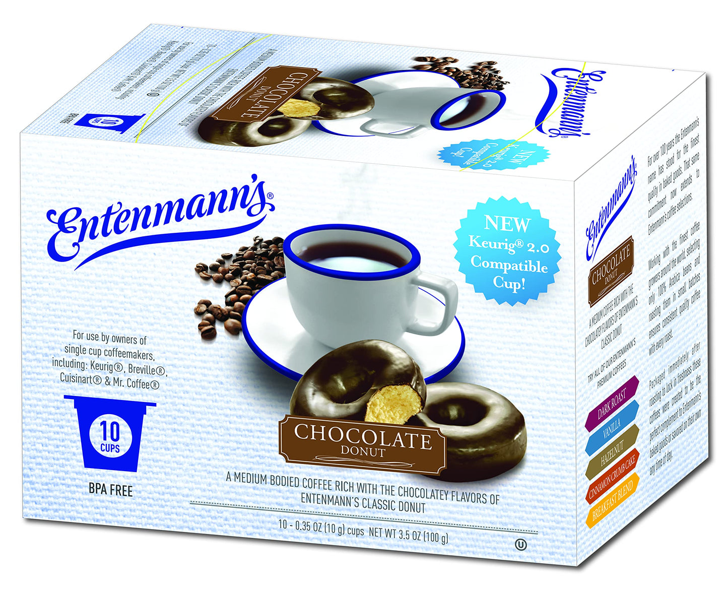 Entenmann'S Chocolate Donut Flavored Coffee Pods, Medium Roast Single Serve Chocolate Coffee Pods For Keurig K Cups Brewer Machi