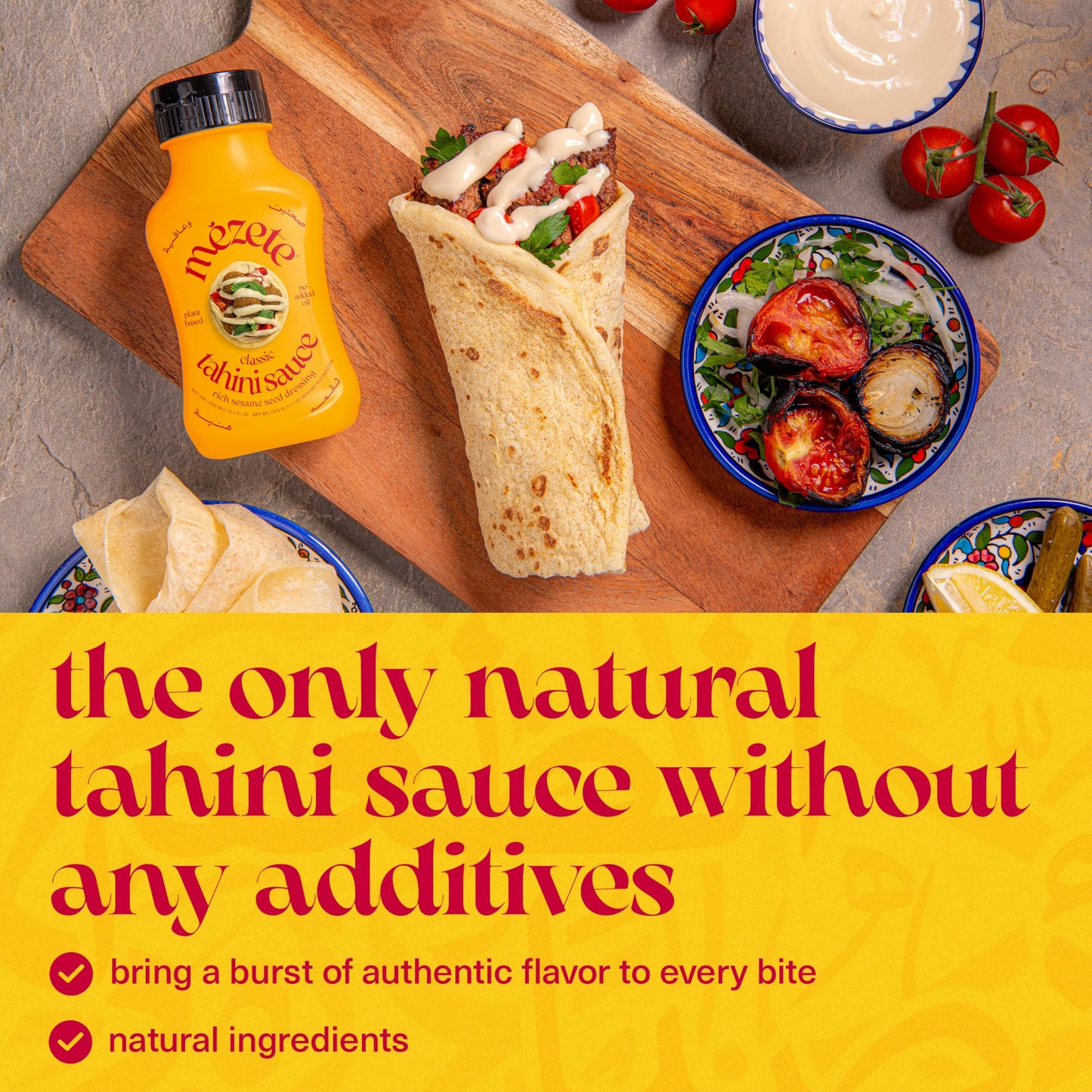 Mezete Tahini Sauce - No Added Oils, Non-GMO, Squeezable Bottle, 315g (Pack of 3)