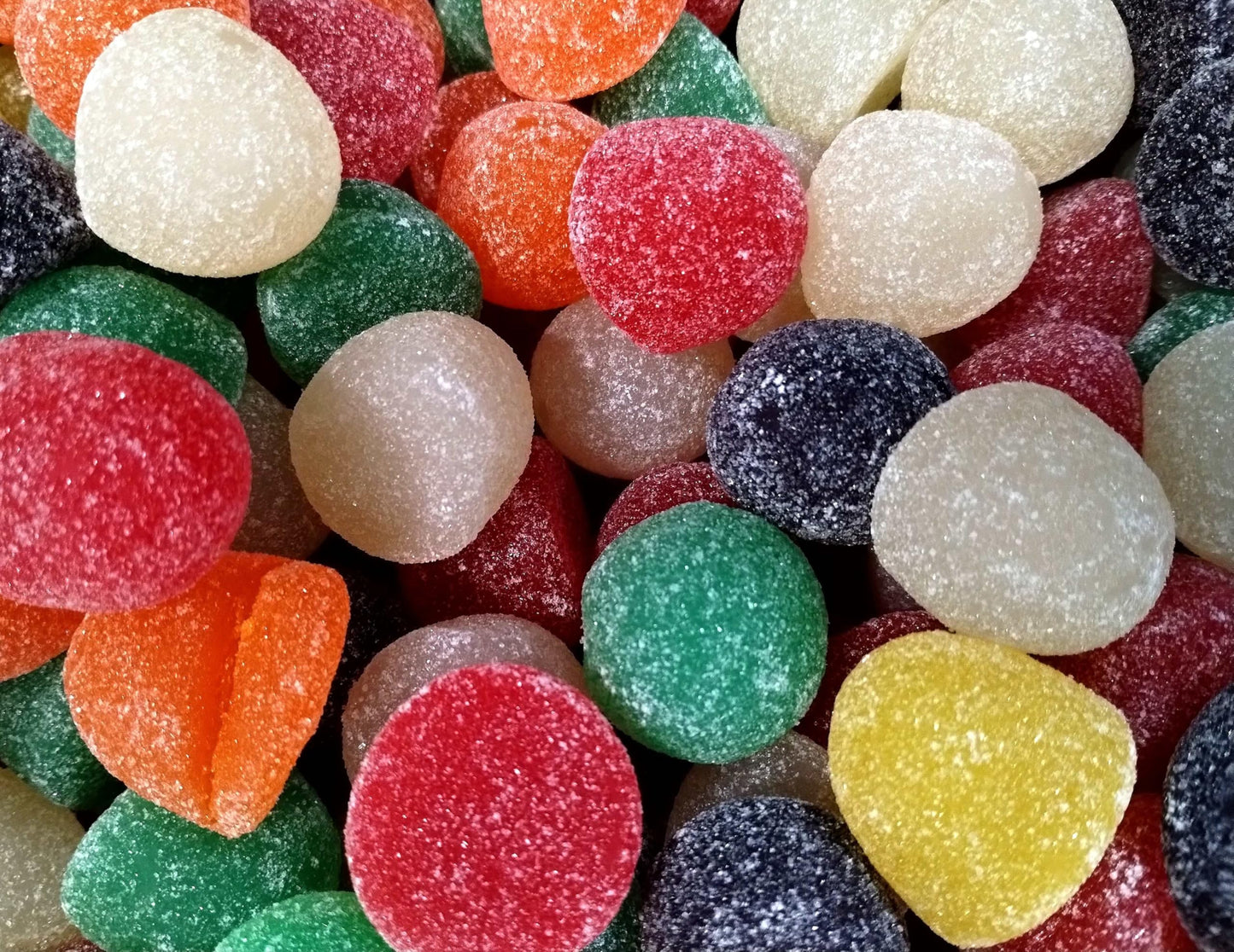 Assorted Sugar Sanded Fruit Juju Gum Drops - 1 Lb Of Fresh Delicious Bright Chewy Lemon Lime Orange Cherry Pineapple Grape Bulk
