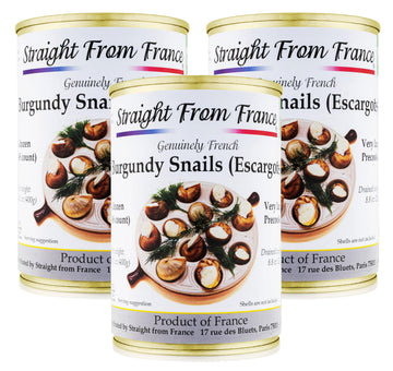 Straight From France Genuinely French  French Helix Pomatia Wild Burgundy Canned Escargots Snails 4 Dozen (Pack Of 3)