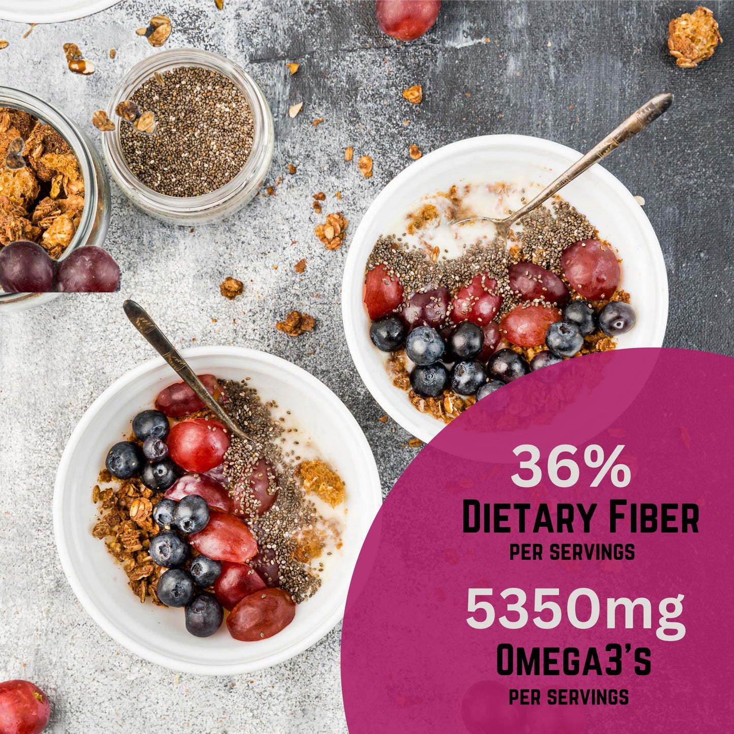 Sown-and-Grown Chia Seeds- 12oz Omega-3  Non-GMO  Keto Friendly  Source of Fiber and Chia Seeds for Weight Management