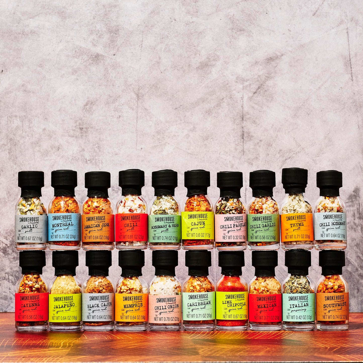 Smokehouse By Thoughtfully Gourmet Grilling Spice Set – 20 Bbq Rubs & Seasonings With Personalizable Steak Plate – Includes Chili Garlic, Italian, Cayenne & More – Gift For Grill Lovers