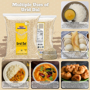 Rani Urid/Urad Gota White (Matpe Beans Skinless) Indian Lentils 128Oz (8Lbs) 3.63Kg Bulk ~ All Natural | Gluten Friendly | Non-G
