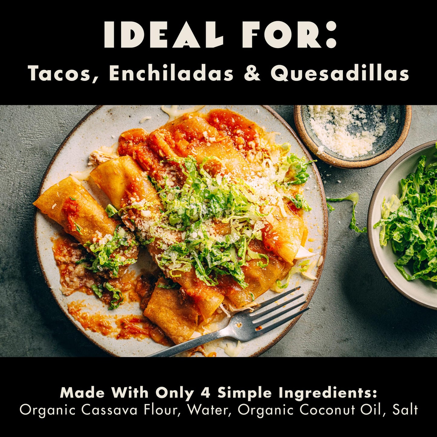 Coyotas Organic Cassava Tortillas - Grain-Free, Gluten-Free, Vegan, Paleo, Medium 6 Inch, 24 Tortillas Total (3 Packs)