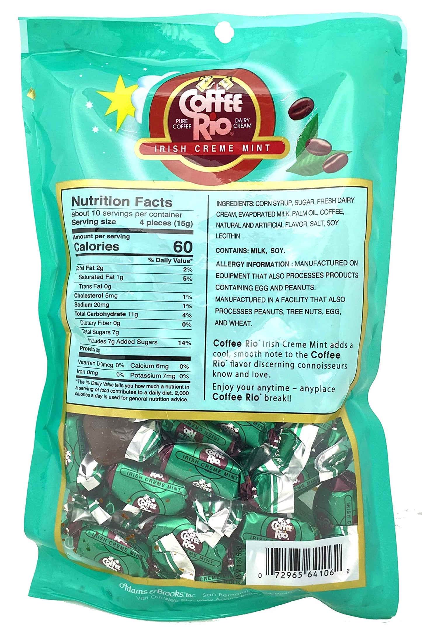 Adams & Brooks Coffee Rio Coffee Candy Pack Of 3 - Coffee Caramels 5.5 Ounces - Made With Real Coffee And Cream, Kosher Candy (I